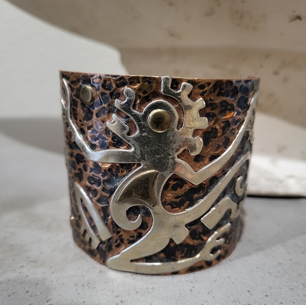 Mixed Metal Tribal Cuff Bracelet